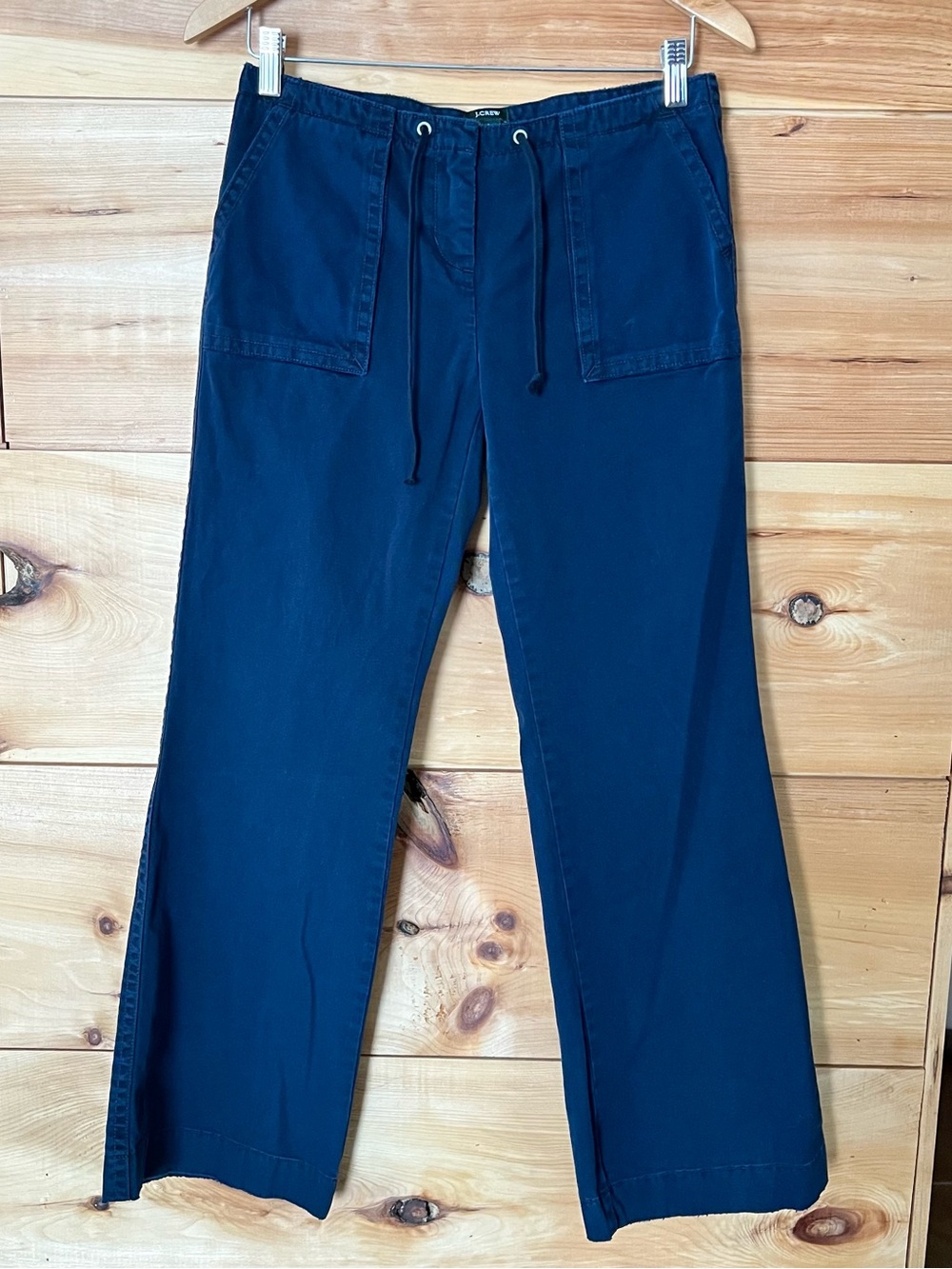 J. Crew Navy “City Fit” Drawstring Wide-Leg Cotton Pants Nautical Coastal